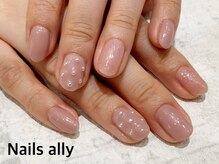 ネイルズアリー 立川店(Nails ally)/オフィスネイル×パール×ピンク
