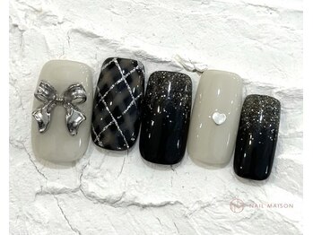ネイルメゾン 池袋店(NAIL MAISON)/モノトーンチェック¥10550