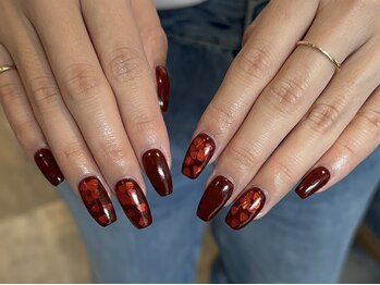 ハートホロ埋め込みネイル