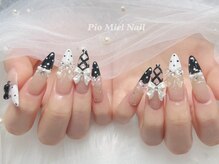 ピオミエルネイル 新宿(pio miel nail)/モノトーンリボンネイル