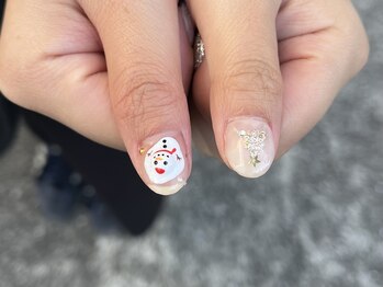 サクノネイル(SAKUNONAIL)/クリスマス雪だるまネイル