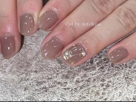 ゴールドミラー小花柄ネイル