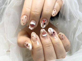バレンタインネイル