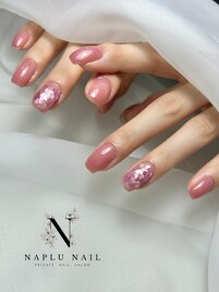 春　ホログラム　桜ネイル