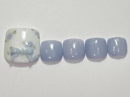 ブルー小花柄リボン¥7500