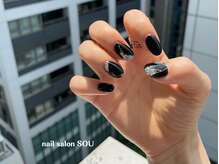 ネイルサロン ソウ 心斎橋店(Nail Salon Sou)/ブラックカラー ニュアンスnail