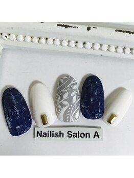 ネイリッシュサロン エー(Nailish Salon A)/2017/デニムペイズリーネイル