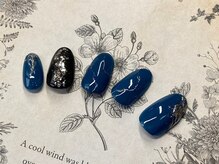 ジュリネイル(JULIE NAIL)/青×黒ニュアンス