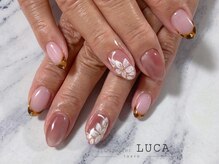 ネイルアトリエルカ(nail atelier LUCA)/W-319 べっこう×フラワーネイル
