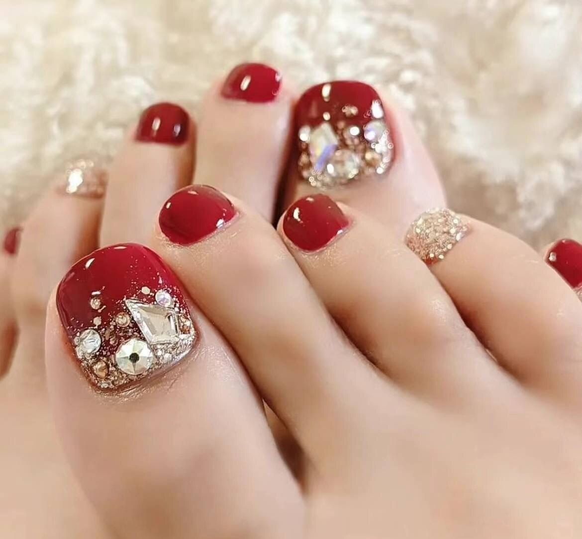 フットネイルチップ ワンホン ビジュー マグネット フラワー キラキラ