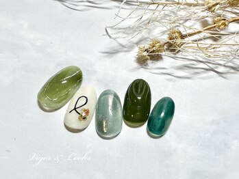 ヴィガー アンド ルックス 白金 目黒(Vigor&Looks)/グリーン　ニュアンスネイル