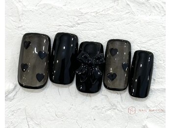 ネイルメゾン 池袋店(NAIL MAISON)/ブラックハートリボン¥10550