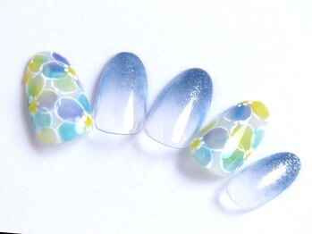 トータルビューティーアンドアズフローラ(Total Beauty & a`s Flora)/カラフルフラワー×ブルーラメ