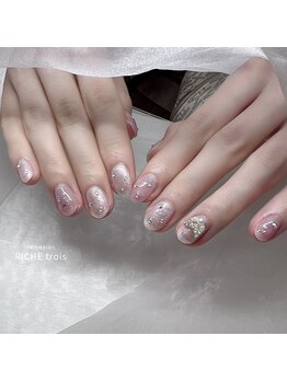 リッシュ トロワ(RICHE trois)/ピンク♪リボンブライダルネイル