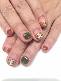 レオパード×フレンチネイル
