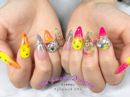 【自爪ネイル】ネオンネイル