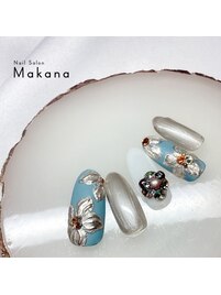 メタリックフラワーネイル