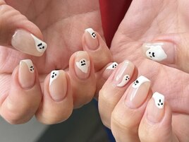 ハロウィンシンプルおばけネイル