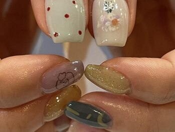 アイネイルズ 梅田店(I nails)/Shikumoゆる癖落書きネイル