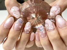 ダブルムーンビューティフル(DOUBLEmoonBeautiful)/可愛い３Dリボン＆天然石nail