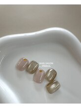 NAIL SALON -PREMA-/ハートホロ+ブラウンゴールド
