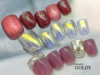 ネイルサロン ゴールディ(NAIL SALON GOLDY)の写真/他店オフ込１カラー（ミラーもOK！）¥5900♪足浴から始まるのでお出かけ中や仕事帰りにも♪角質は+¥2200♪