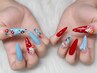 【ハンドネイル】長さ出し4～6本アートパーツつけ放題　￥9,500