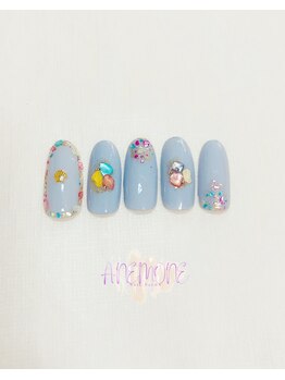 アネモネ(ANEMONE)/くすみブルーの夏ネイル☆