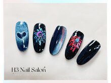 エイチスリー(H3)/花火・ハートマグネットネイル