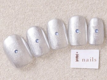 アイネイルズ 三宮店(I nails)/メタリックシルバーラメチーク