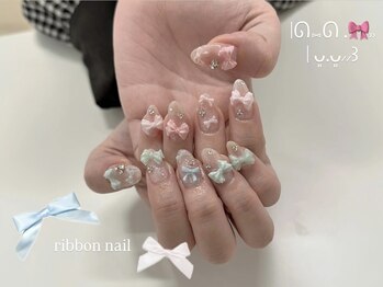 ルルシアン 代々木(luluchien)/リボンたっぷりネイル♪