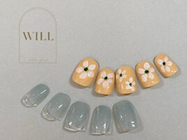 インクフラワーアシメネイル