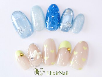 エリクサーネイル 心斎橋(Elixir Nail)の写真/【ずっとオフ込定額¥4980からご用意★】カラーMIX可能！デザイン多数♪モテ可愛～華やかまでお任せ♪