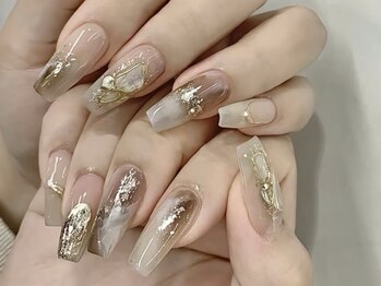 モルフォネイル(Morpho nail)/#ブラウン#ニュアンス#大理石