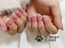 モグネイル(Mogunail)/ガラスフレンチ/冬ネイル