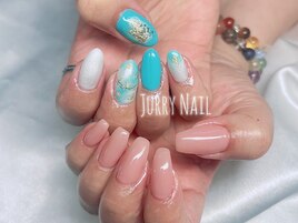 夏ネイル　アシンメトリー
