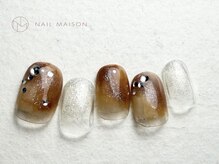 ネイルメゾン 梅田(NAIL MAISON)/ブラウンもやもやキラキラ
