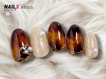 べっこうネイル/秋・シンプル