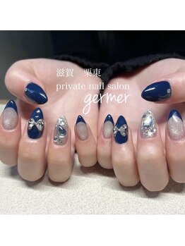 ジェルメ(germer)/ネイビーとキラキラで♪