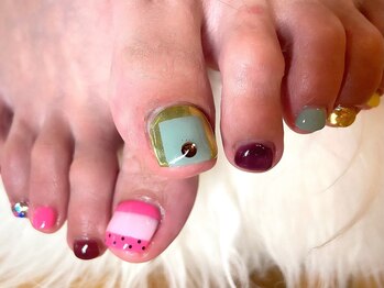 アミュリー ネイル アトリエ(Amury nail atelier)/ちぐはぐ ミラー アシメ ドット