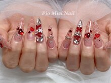 ピオミエルネイル 新宿(pio miel nail)/クリアピンク×ハートネイル