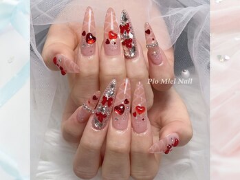 ピオミエルネイル 新宿(pio miel nail)/クリアピンク×ハートネイル