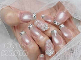 レースネイル/ガラスフレンチ