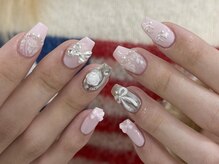 ジェミーネイル エビス(Jemiy nail ebisu)/ガーリーレースピンクフレンチ
