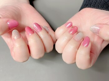 桜カラーの春ネイル♪