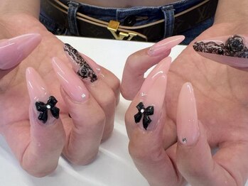 フェイン 青山店(fein.)/black×pink大人ガーリーネイル