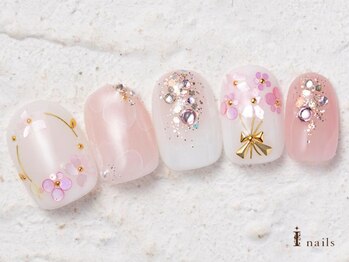 アイネイルズ 横浜WEST店(I-nails)/桃色お花ネイル11500円