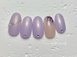 押し花ネイル　パープルネイル