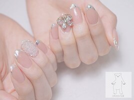 ガラスフレンチバタフライネイル