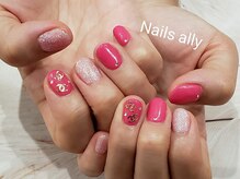ネイルズアリー 立川店(Nails ally)/ブランドパーツ×ピンク